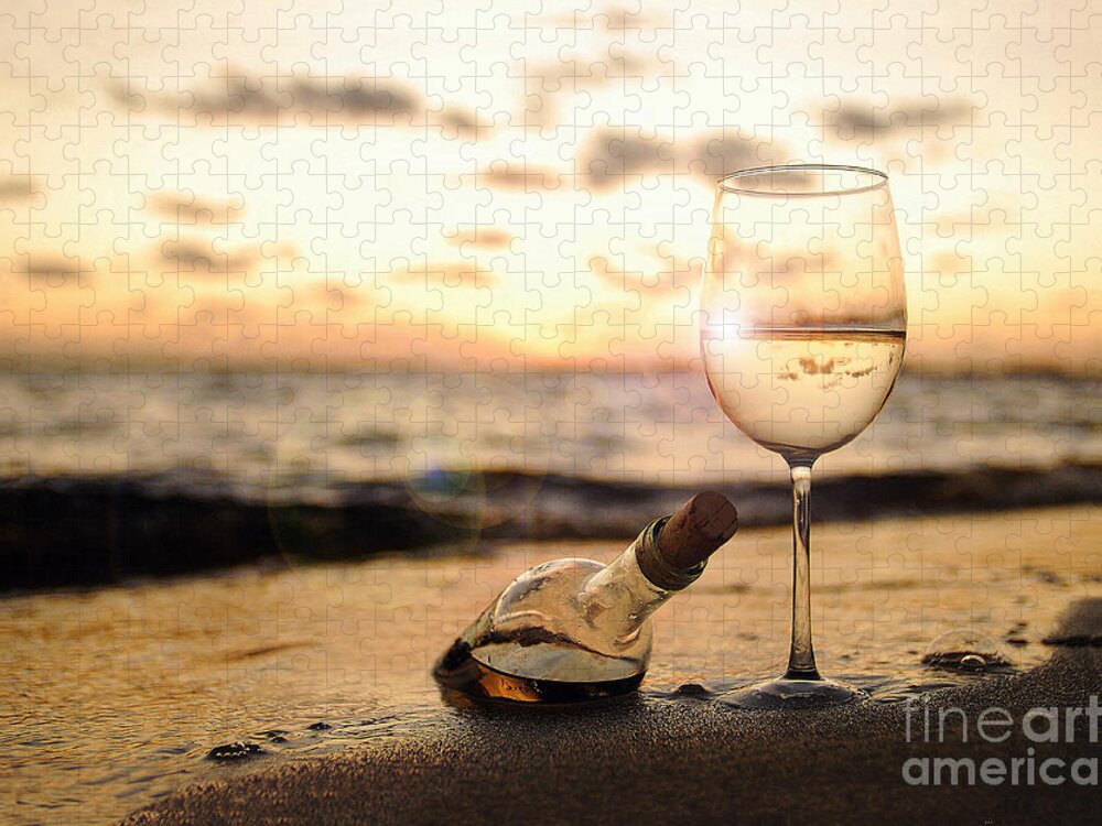 Sunset Jigsaw Puzzle featuring the photograph Wine and Sunset by Jon Neidert