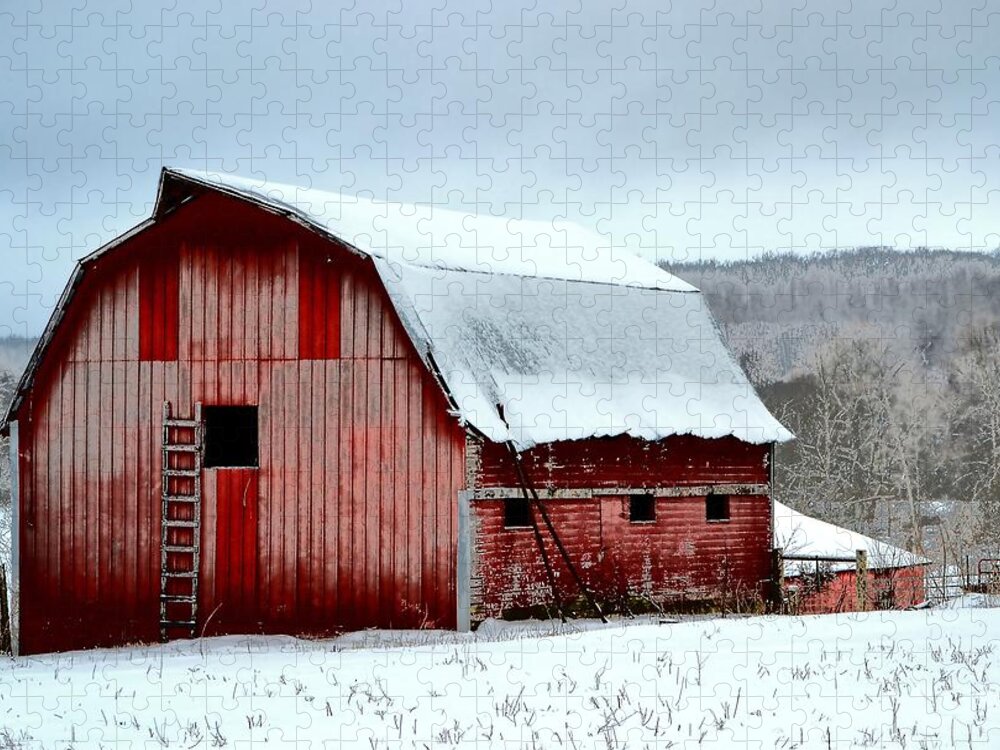Barn Jigsaw Puzzle featuring the photograph Winter Barn by Deena Stoddard