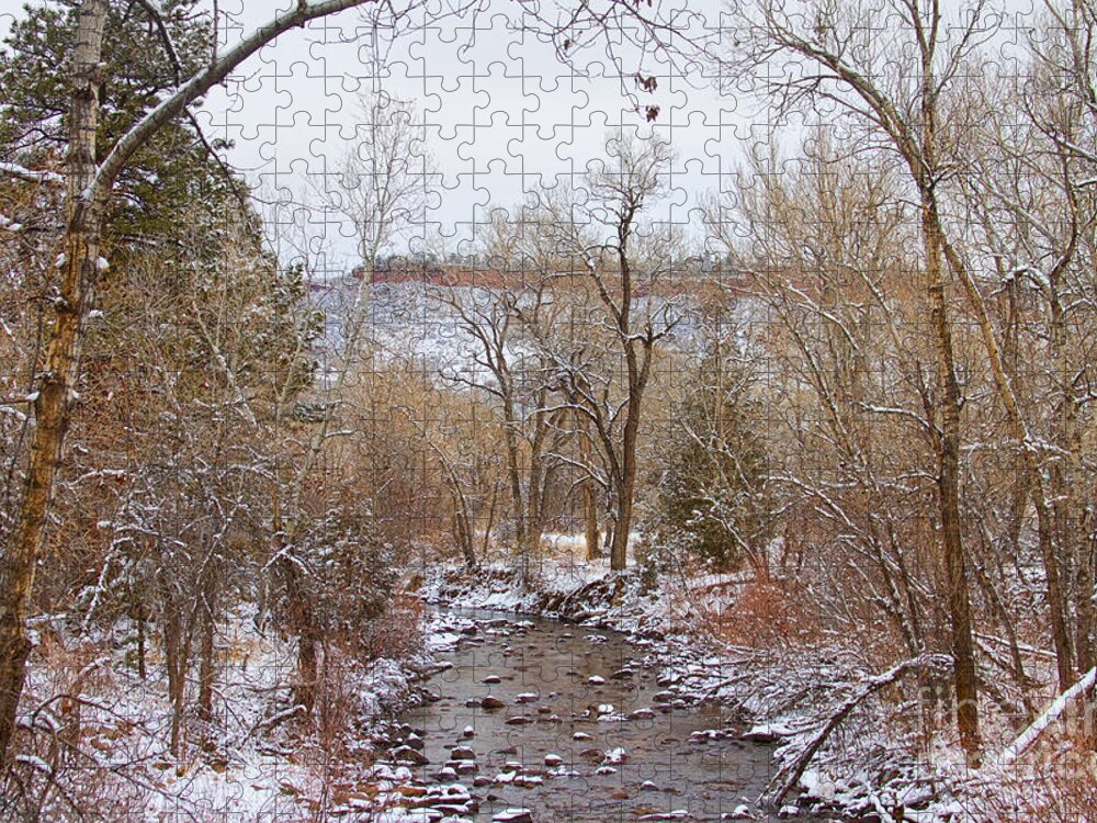 Winter Jigsaw Puzzle featuring the photograph Winter Creek Red Rock Scenic Landscape View by James BO Insogna