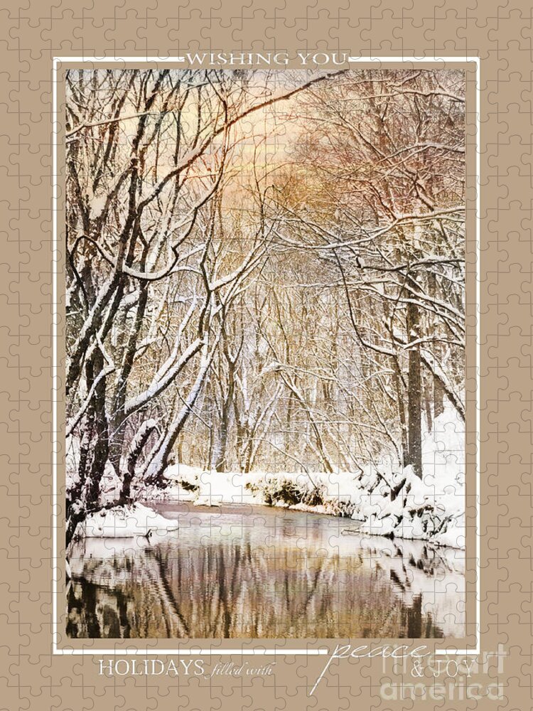 Business Christmas Cards Jigsaw Puzzle featuring the photograph Winter Creek Scenic Landscape Christmas Cards by Jai Johnson