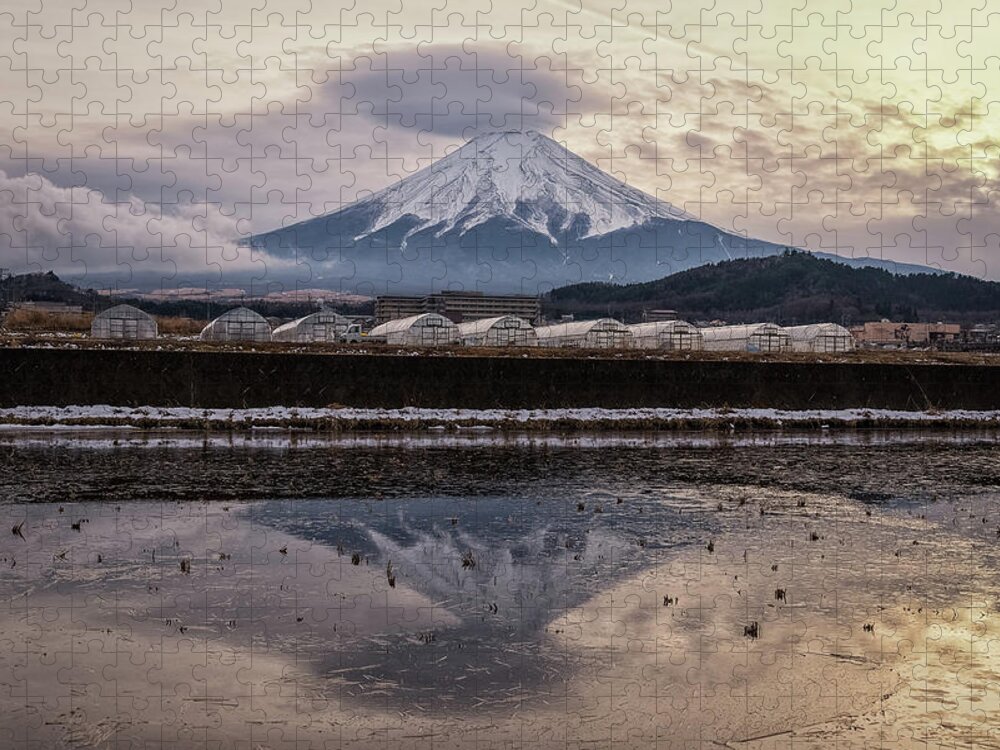Rice Paddy Jigsaw Puzzle featuring the photograph Winter In Fujiyoshida by Yuga Kurita