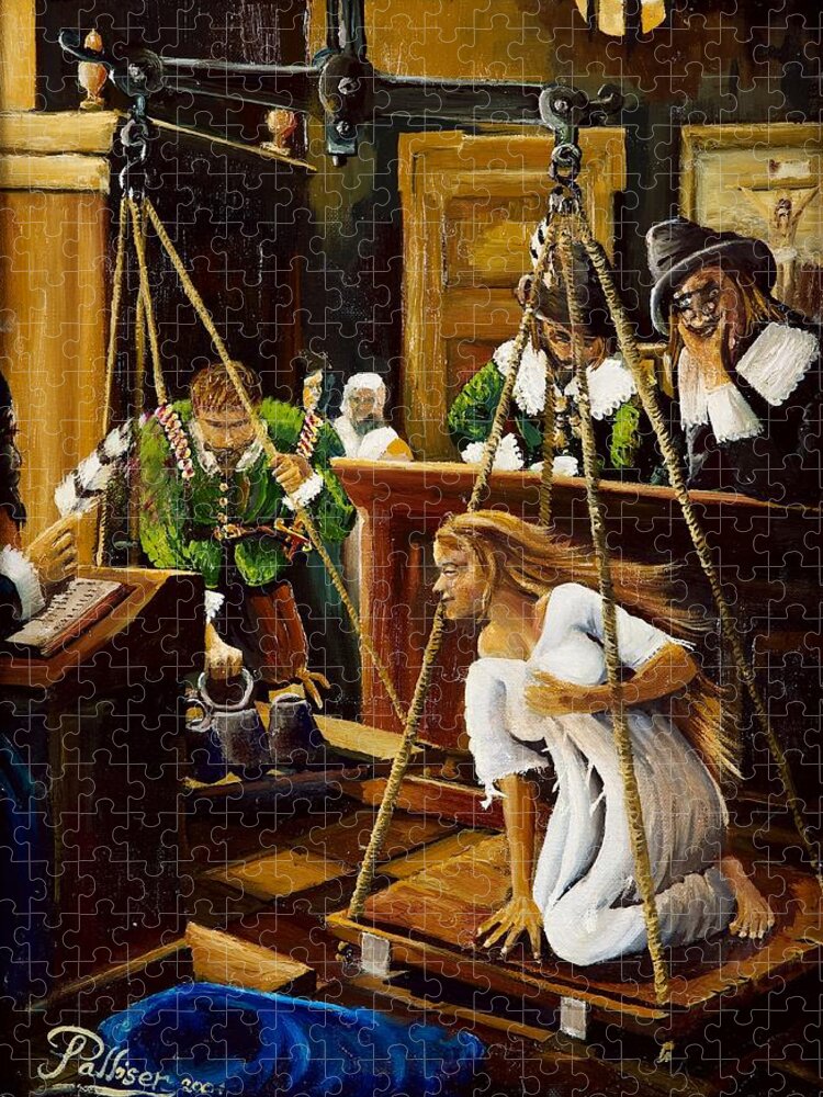 Witches Jigsaw Puzzle featuring the painting Witch Weighers by John Palliser