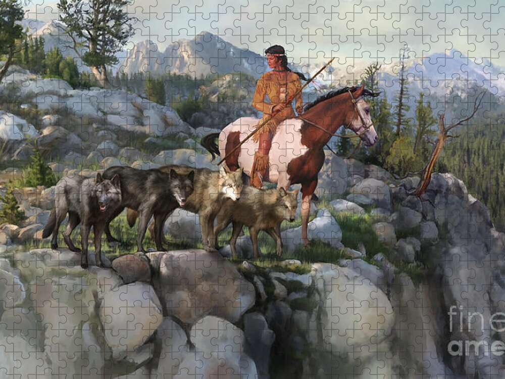 Idaho Jigsaw Puzzle featuring the painting Wolf Maiden by Robert Corsetti