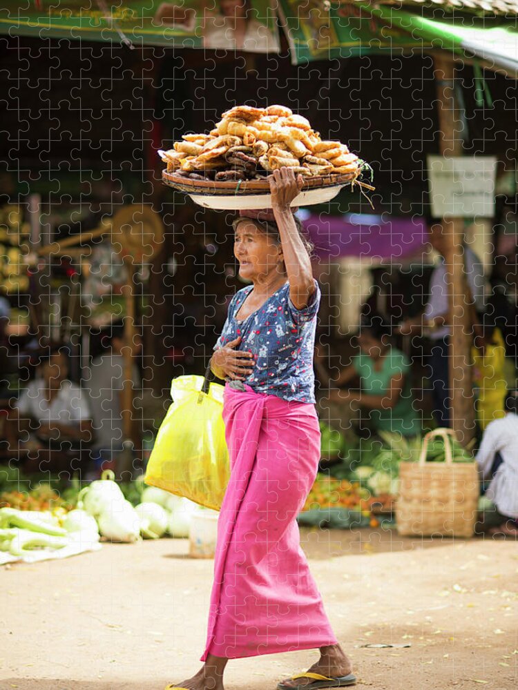 People Jigsaw Puzzle featuring the photograph Woman Carrying Foods In Basket On Her by Cultura Rm Exclusive/yellowdog