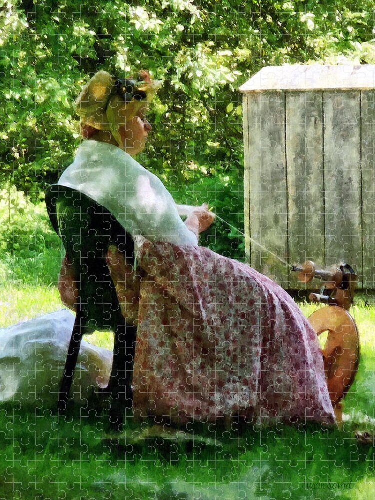 Woman Jigsaw Puzzle featuring the photograph Woman Spinning Wool by Susan Savad