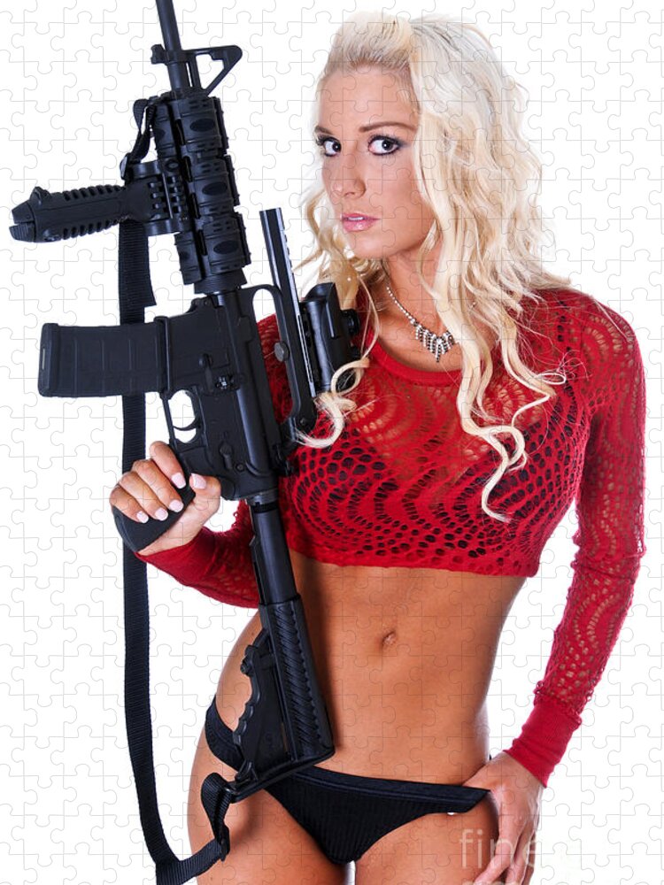 Abs Jigsaw Puzzle featuring the photograph Women and Guns by Jt PhotoDesign