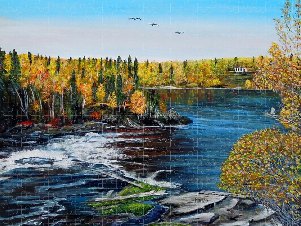 Wood Falls Jigsaw Puzzle featuring the painting Wood Falls by Marilyn McNish