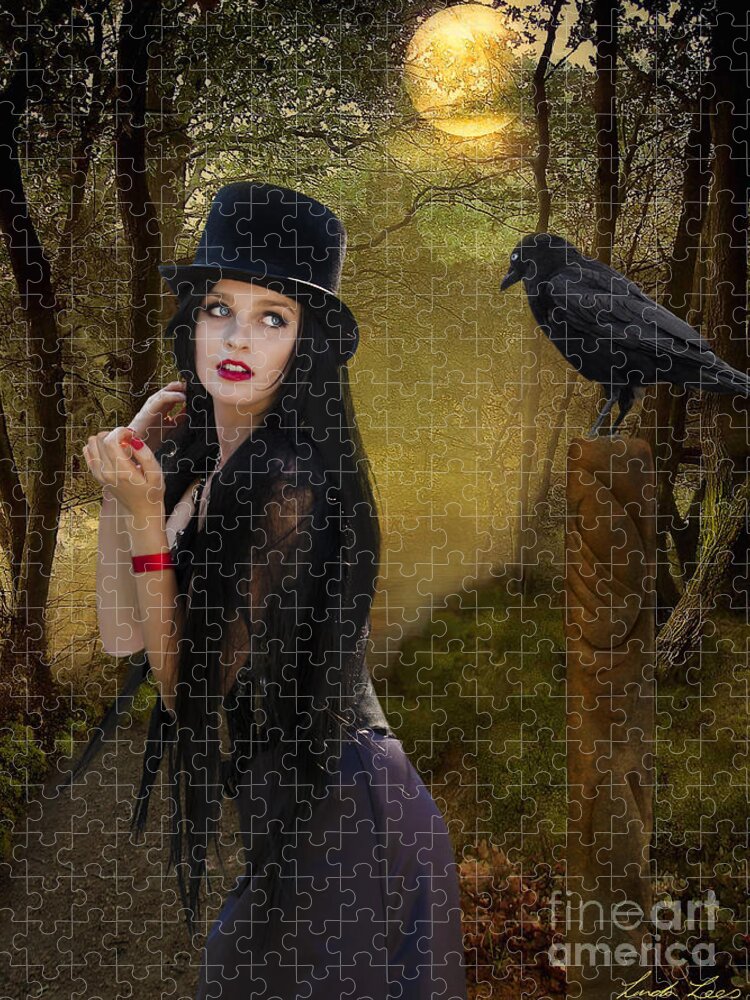 Magic Jigsaw Puzzle featuring the digital art Words of the Crow by Linda Lees
