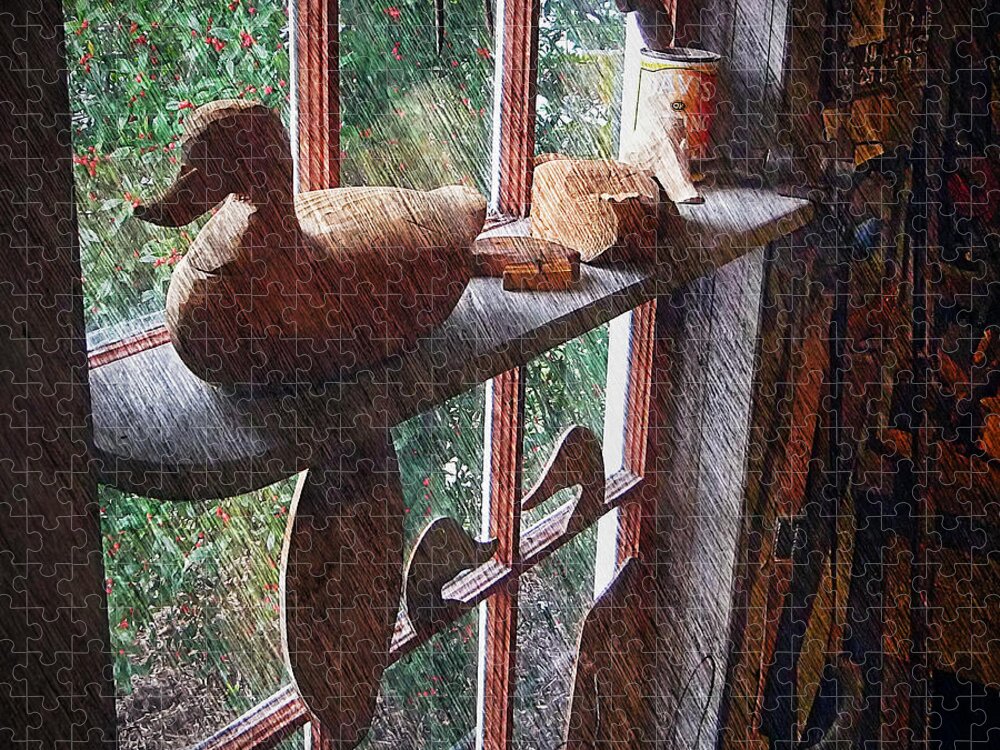 2d Jigsaw Puzzle featuring the photograph Workshop Window by Brian Wallace