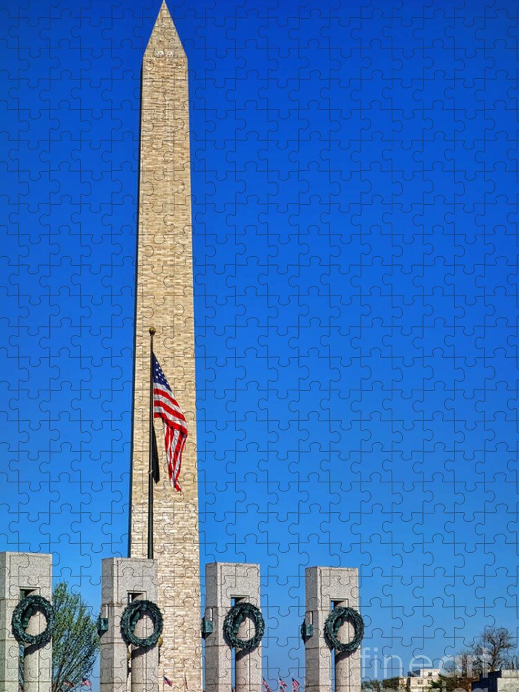 National Jigsaw Puzzle featuring the photograph World War II Memorial and Washington Monument by Olivier Le Queinec