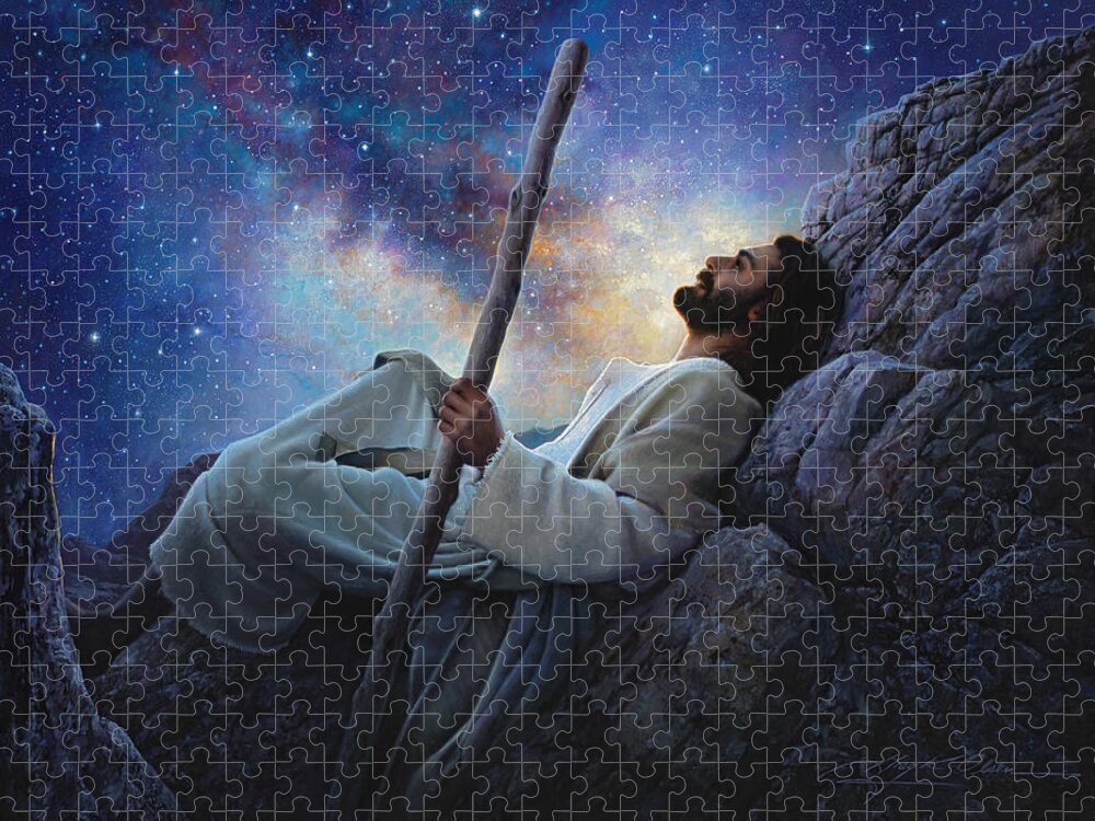 Jesus Jigsaw Puzzle featuring the painting Worlds Without End by Greg Olsen