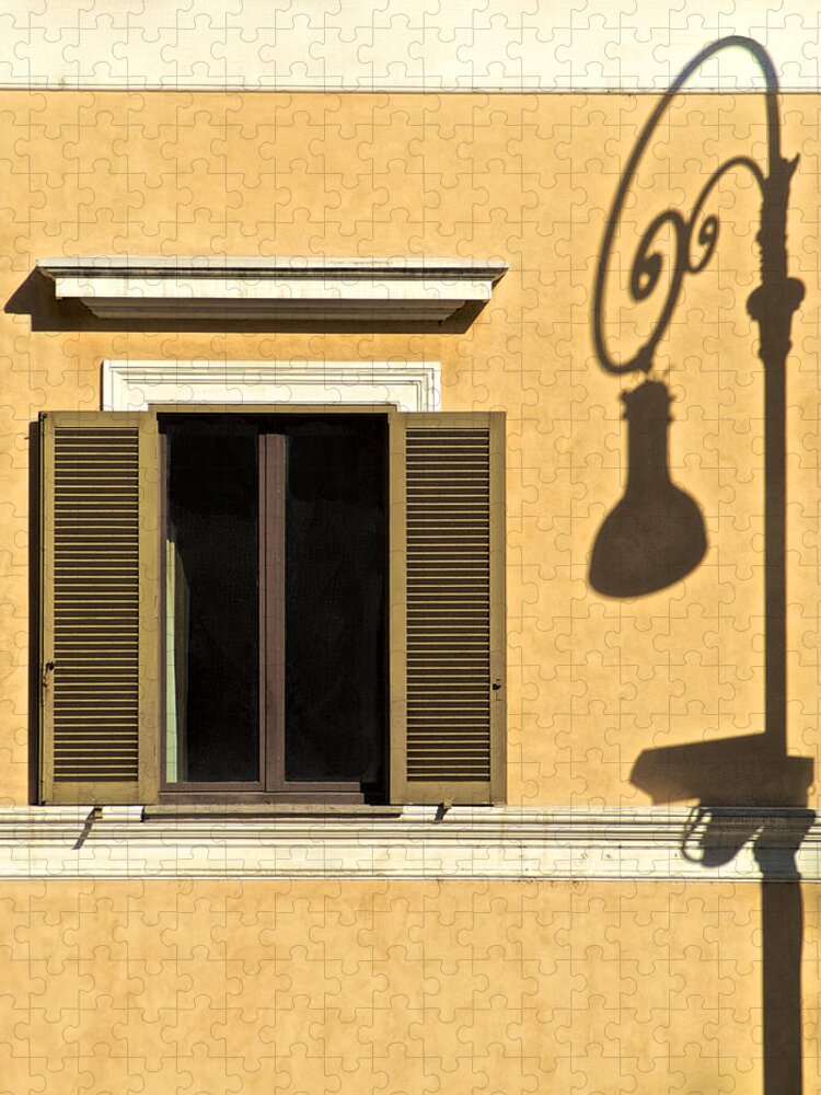 Light Post Jigsaw Puzzle featuring the photograph Wrought Iron Street Lamp Shadow of Ancient Rome by David Letts