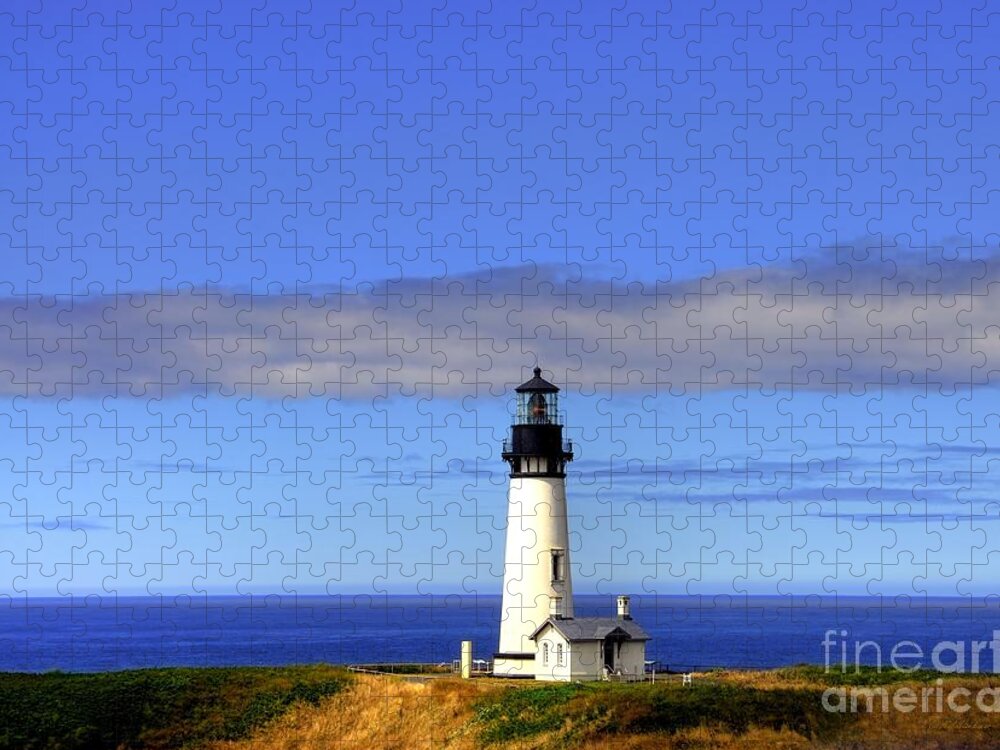 Lighthouses Jigsaw Puzzle featuring the photograph Yaquina Head Light  2 by Mel Steinhauer