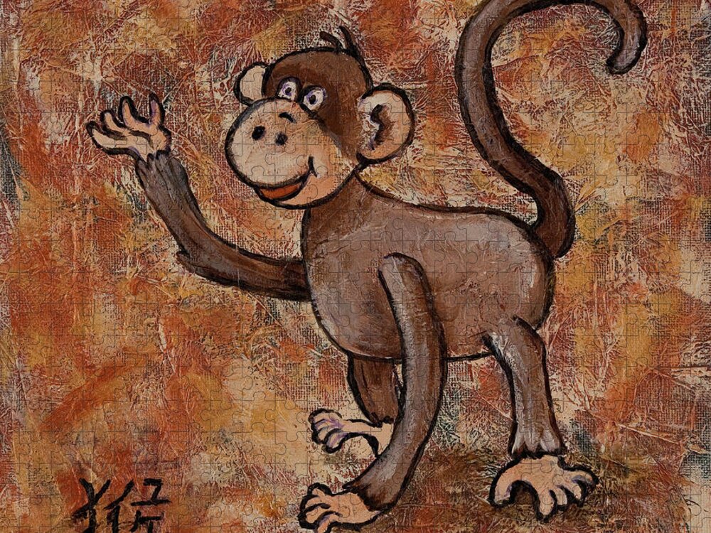 Animal Jigsaw Puzzle featuring the painting Year Of The Monkey by Darice Machel McGuire