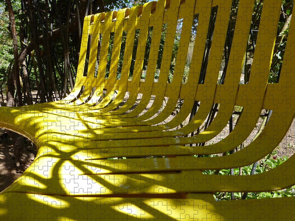 Yellow Jigsaw Puzzle featuring the photograph Yellow Bench by Claudia Goodell