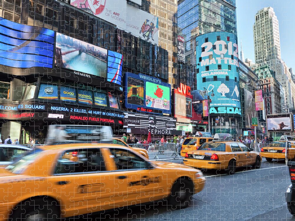 Built Structure Jigsaw Puzzle featuring the photograph Yellow Cab Rush by Arata Photography