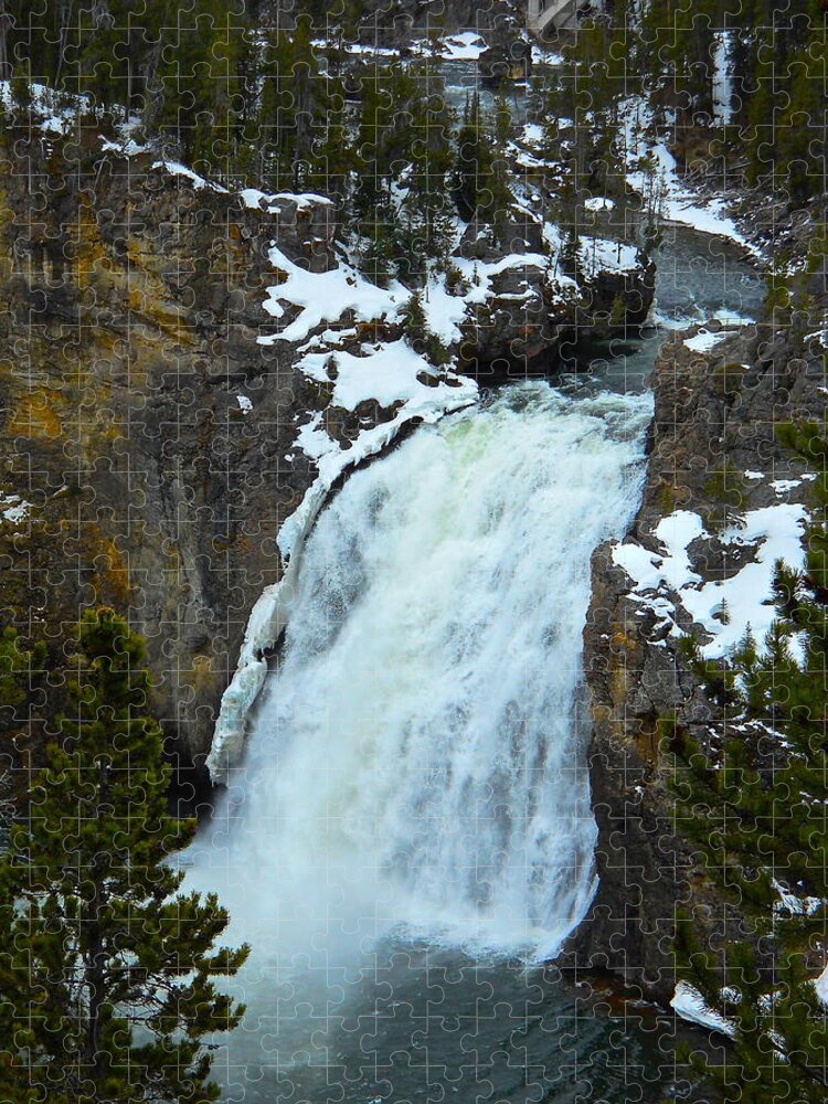 Upper Falls Jigsaw Puzzle featuring the photograph Yellowstone Upper Falls in Spring by Michele Myers