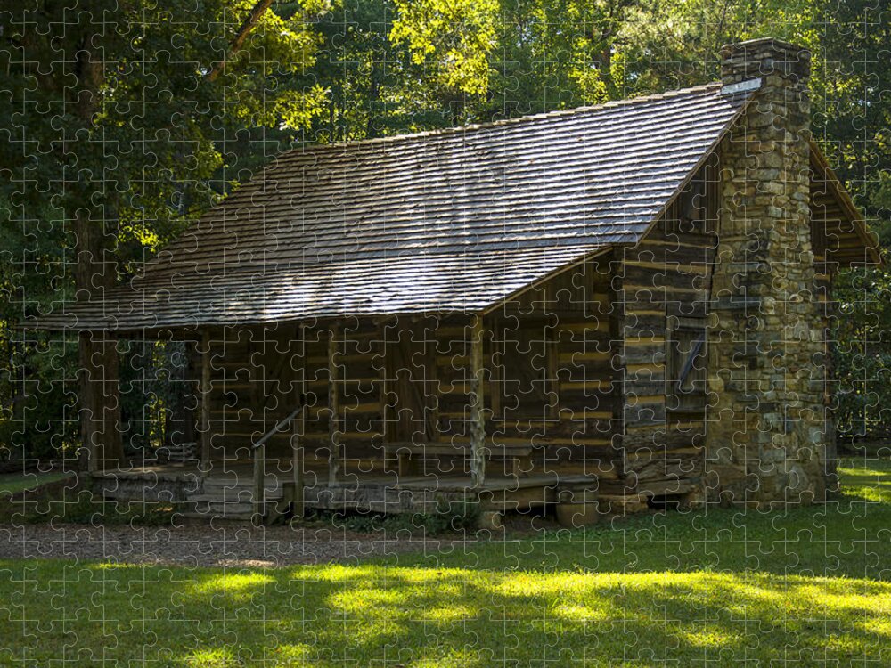 Log House Jigsaw Puzzle featuring the photograph Yeoman Farmhouse at Kings Mountain by Flees Photos