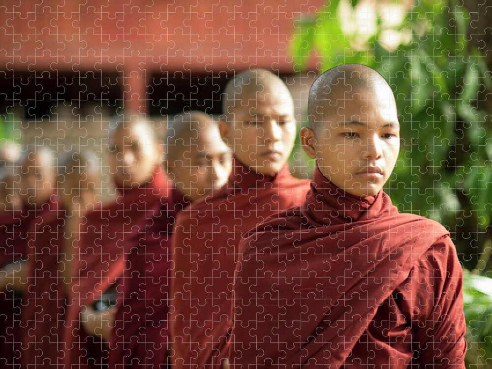 People Jigsaw Puzzle featuring the photograph Young Buddhist Monks, Bagan, Myanmar by Cultura Rm Exclusive/yellowdog