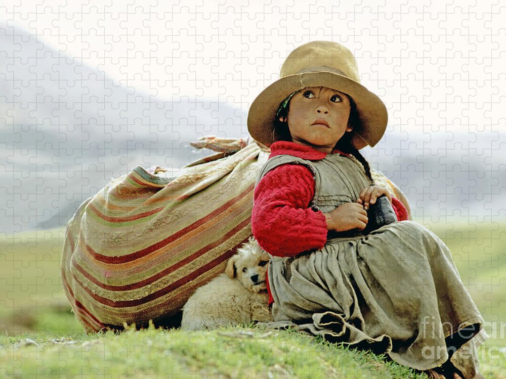 Girl Jigsaw Puzzle featuring the photograph Young Girl in Peru by Victor Englebert