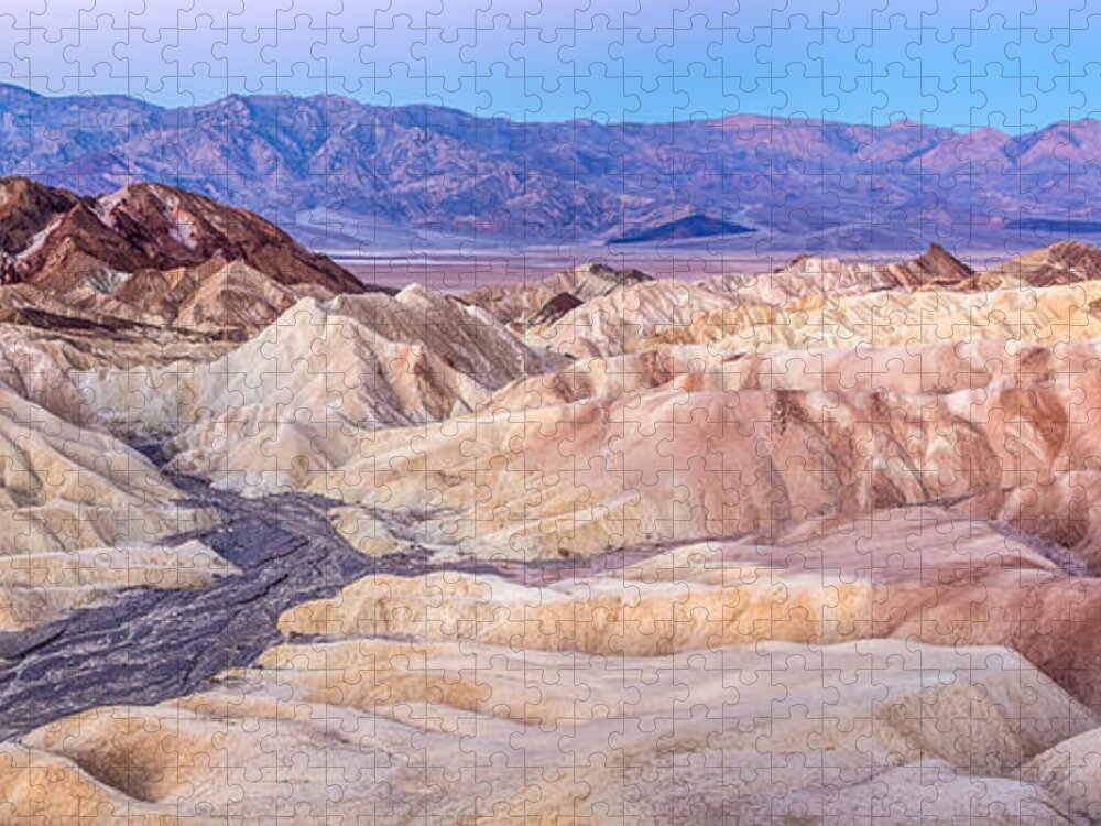 Zabriskie Point Jigsaw Puzzle featuring the photograph Zabriskie point at Dawn in Death Valley by Pierre Leclerc Photography