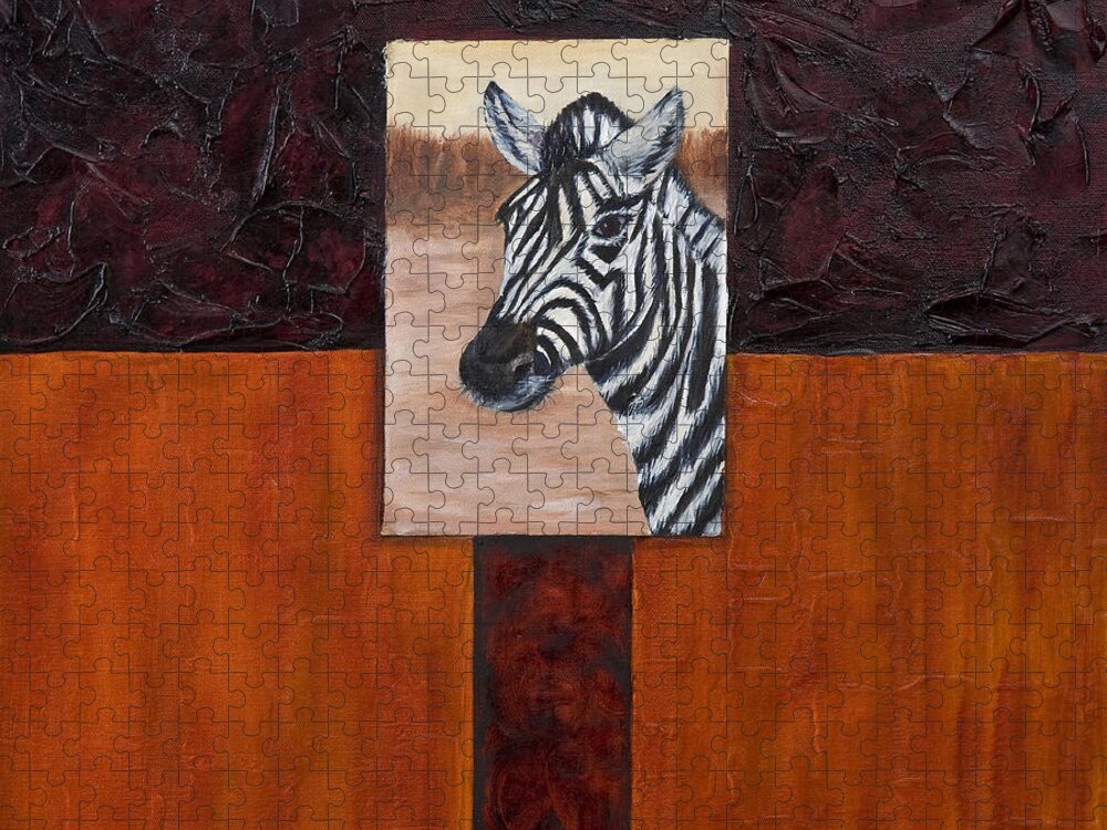 Animal Jigsaw Puzzle featuring the painting Zebra by Darice Machel McGuire