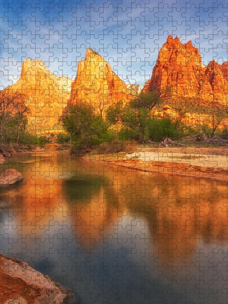 Zion Jigsaw Puzzle featuring the photograph Zion First Light by Darren White