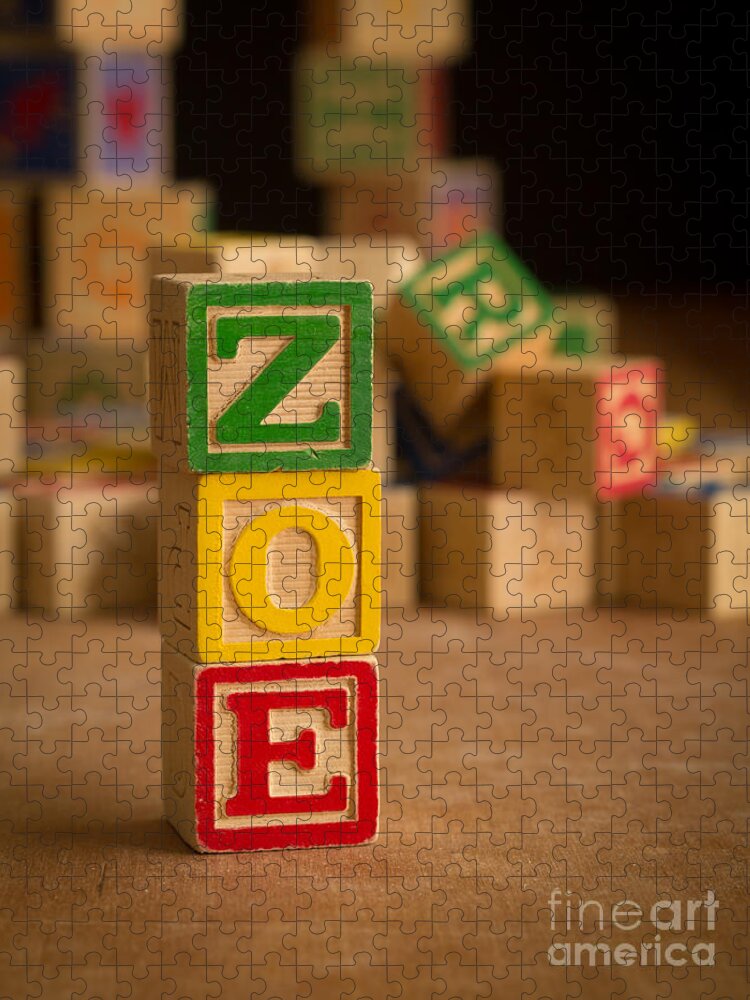 Alphabet Jigsaw Puzzle featuring the photograph ZOE - Alphabet Blocks by Edward Fielding