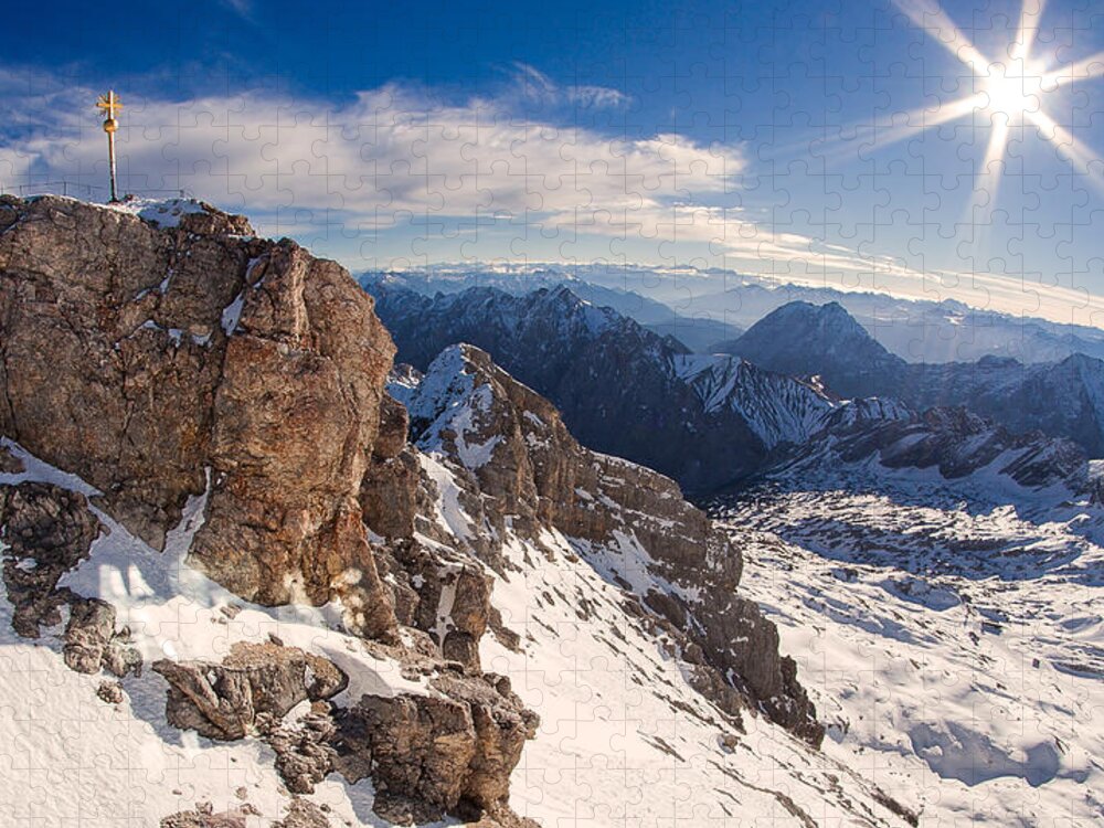 Zugspitze Jigsaw Puzzle featuring the photograph Zugspitze Summit by Shirley Radabaugh