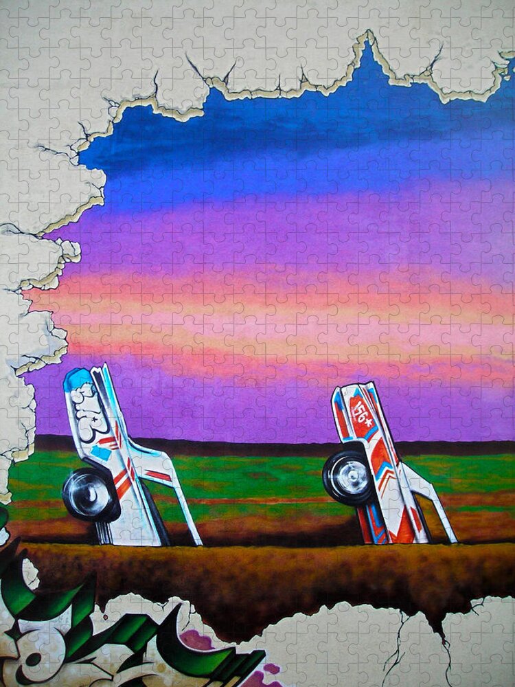 Paint Jigsaw Puzzle featuring the photograph Cadillac Ranch - Montreal by Juergen Weiss