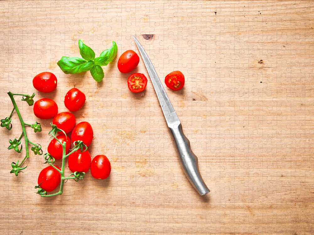 Aromatic Jigsaw Puzzle featuring the photograph Cherry tomatoes #1 by Tom Gowanlock