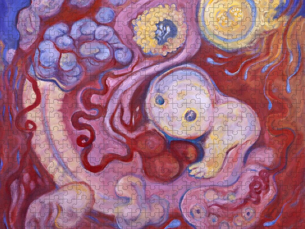 Embryo Jigsaw Puzzle featuring the painting Embryo by Shoshanah Dubiner
