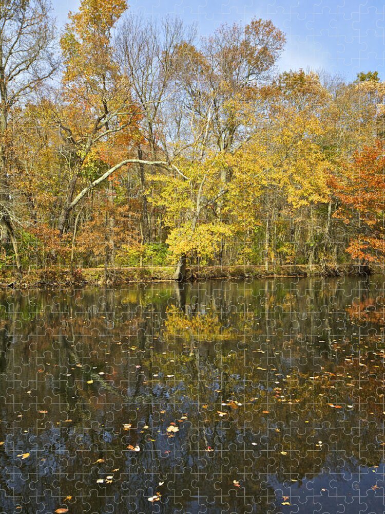 Blackwells Mills Jigsaw Puzzle featuring the photograph Reflection of Autumn Colors on the Canal by David Letts