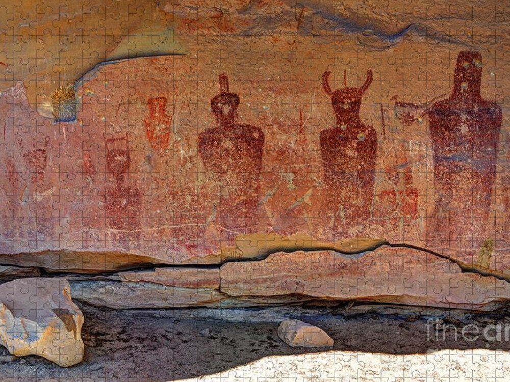Sego Jigsaw Puzzle featuring the photograph Sego Canyon Indian Petroglyphs and Pictographs #1 by Gary Whitton
