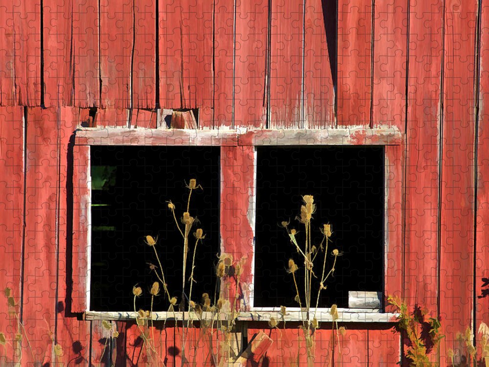Agriculture Jigsaw Puzzle featuring the photograph Weathered Red Barn Window of New Jersey #1 by David Letts