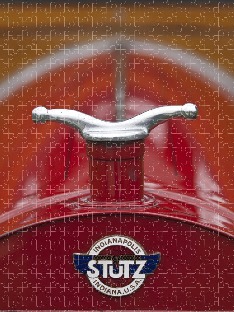 1913 Stutz Series B 4 Passenger Touring Jigsaw Puzzle featuring the photograph 1913 Stutz Series B 4 Passenger Touring Hood Ornament by Jill Reger