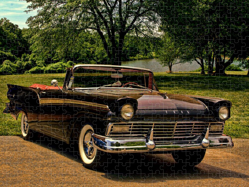 1957 Jigsaw Puzzle featuring the photograph 1957 Ford Fairlane 500 Convertible by Tim McCullough