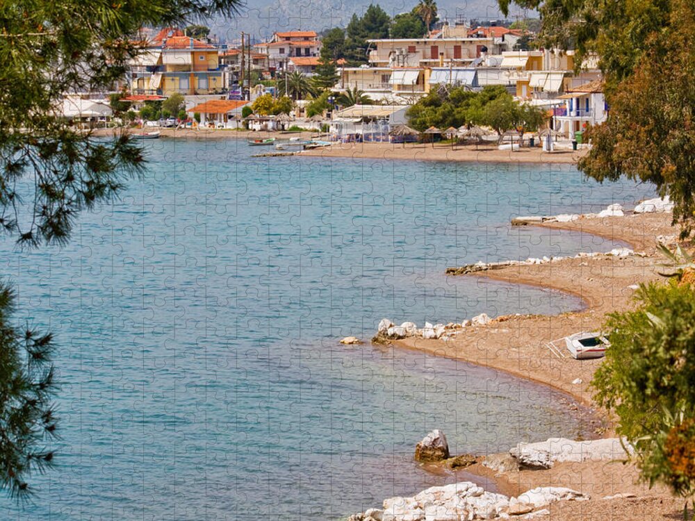 Greece Jigsaw Puzzle featuring the photograph Coastline of Greece #4 by Shirley Mitchell