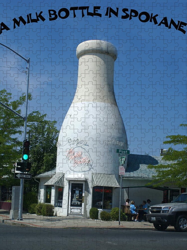 Spokane Jigsaw Puzzle featuring the photograph A Giant Milk Bottle in Spokane by Ben Upham III