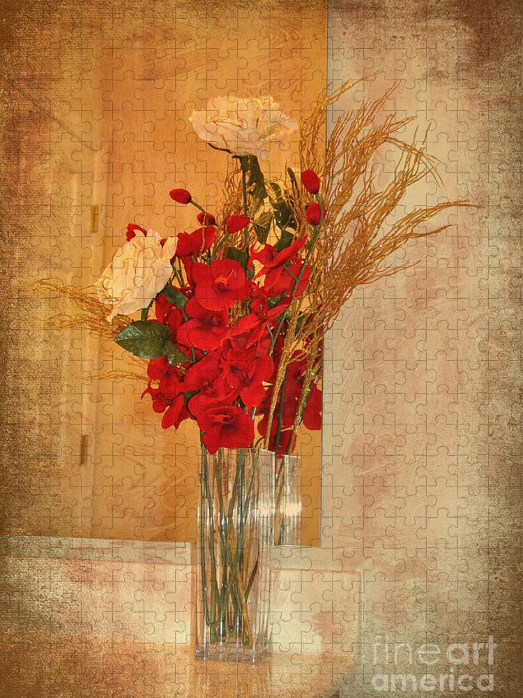 Still Life Jigsaw Puzzle featuring the photograph A Rose By Any Other Name by Kathy Baccari