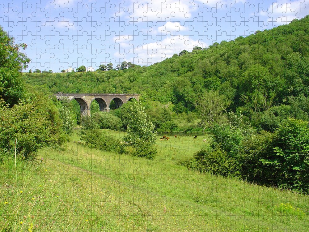Hills Jigsaw Puzzle featuring the photograph Across the Dale to Monsal Viaduct by Rod Johnson
