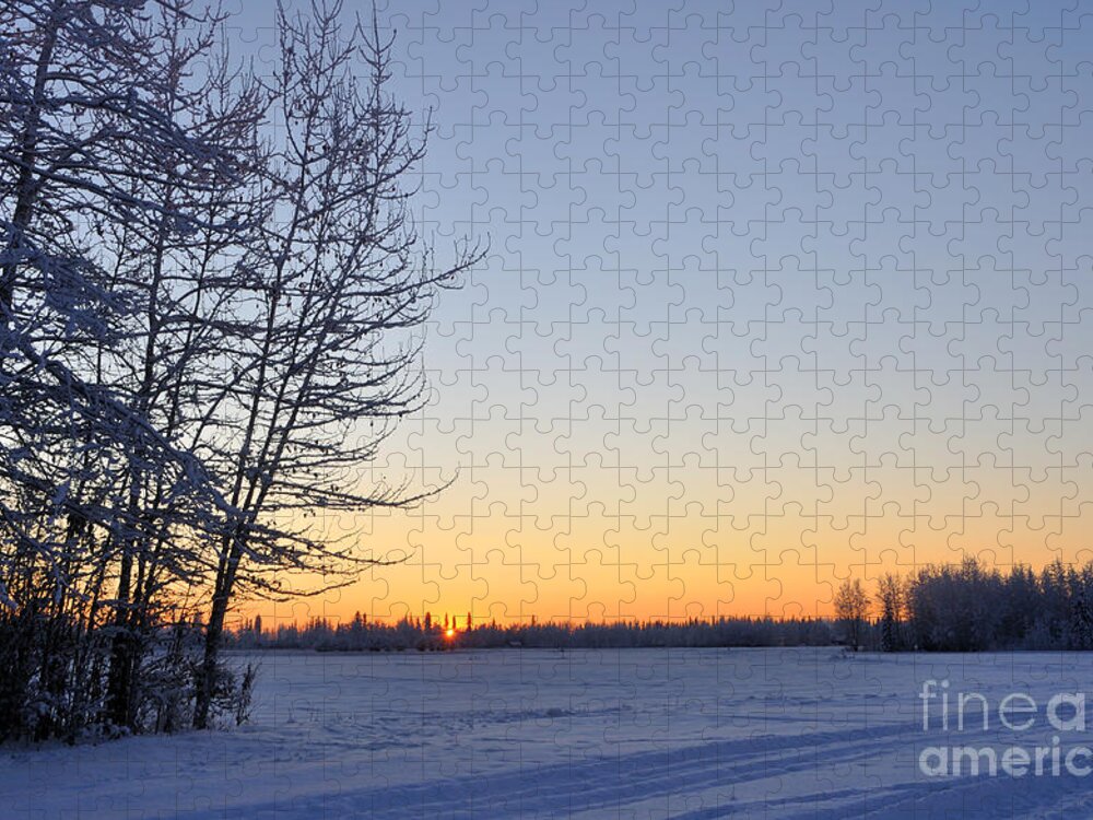 Calm Jigsaw Puzzle featuring the photograph Alaska Winter Sunset by Gary Whitton