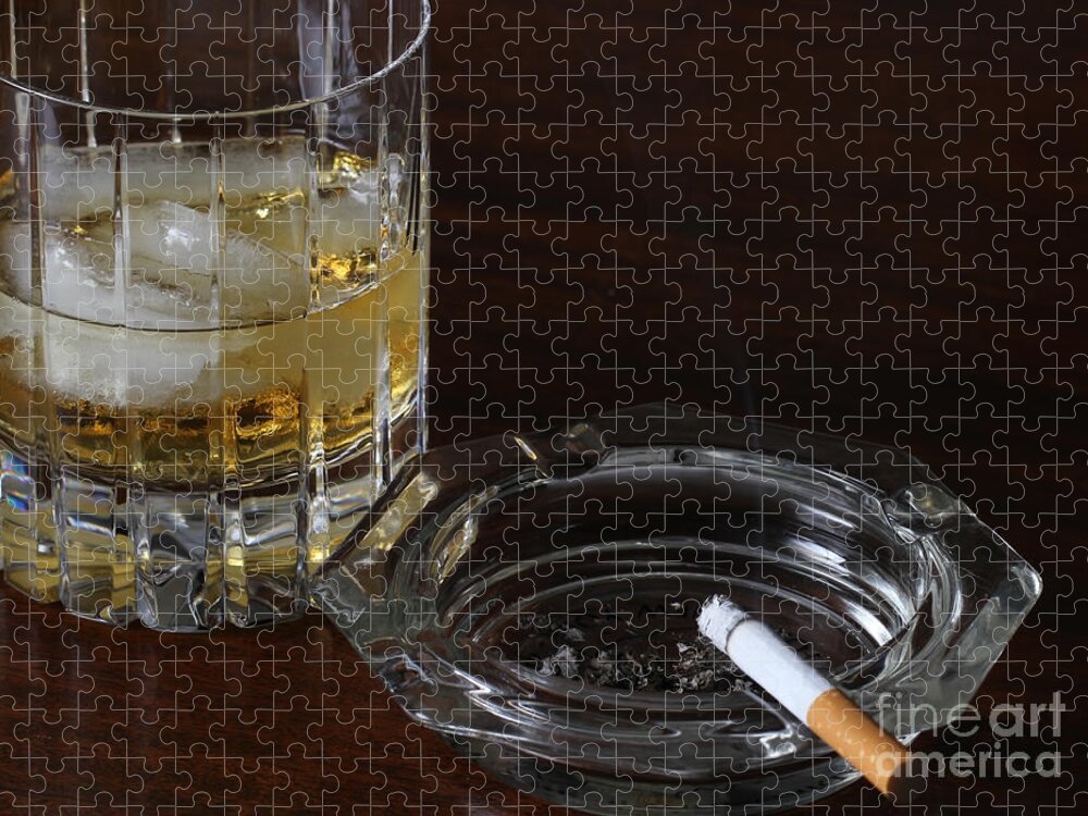 Addict Jigsaw Puzzle featuring the photograph Alcohol And Cigarettes by Photo Researchers, Inc.