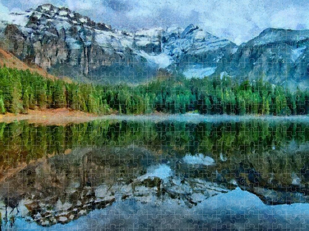 Alta Lakes Jigsaw Puzzle featuring the painting Alta Lakes Reflection by Jeffrey Kolker
