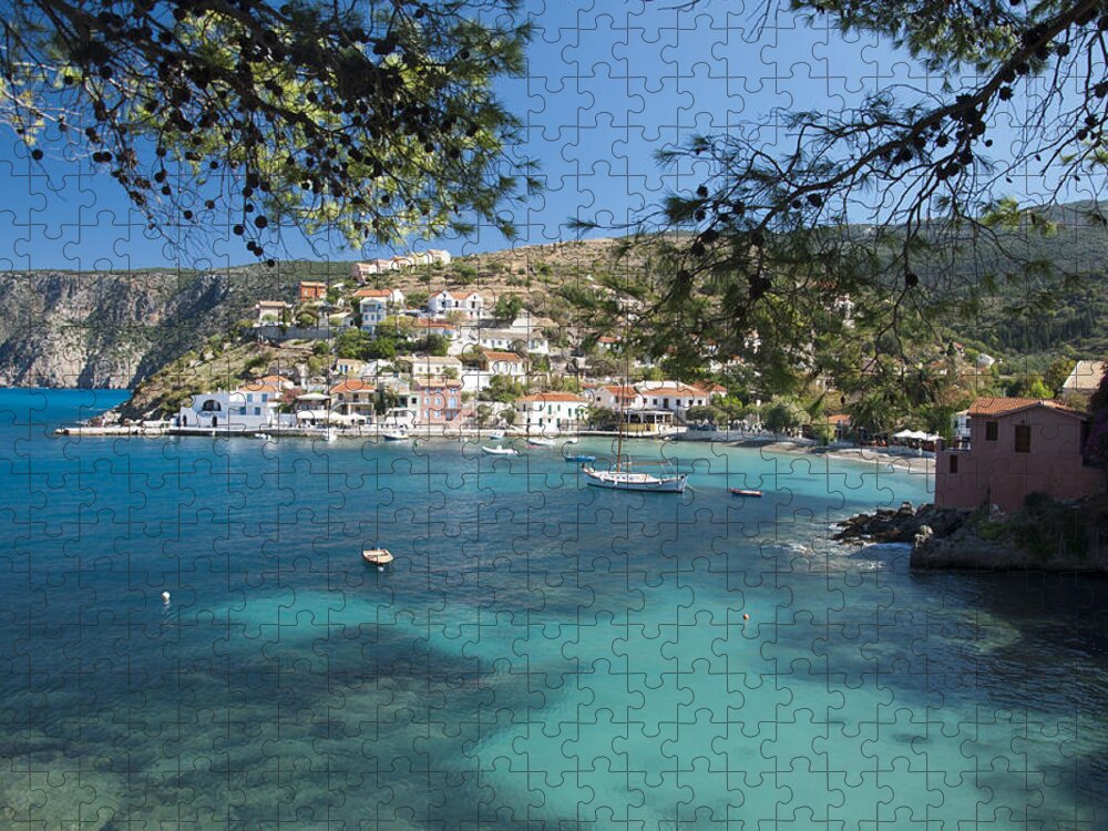 Assos Harbor In Greece Jigsaw Puzzle featuring the photograph Assos in Kefalonia by Rob Hemphill