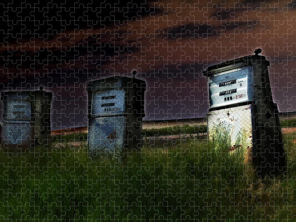 Gas Pumps Jigsaw Puzzle featuring the photograph At The Pumps by Adam Vance