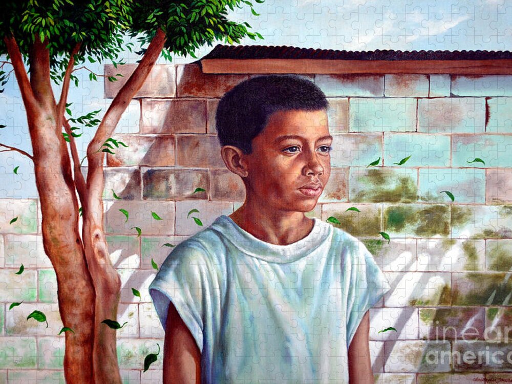 Bata Jigsaw Puzzle featuring the painting Bata the Filipino Child by Christopher Shellhammer