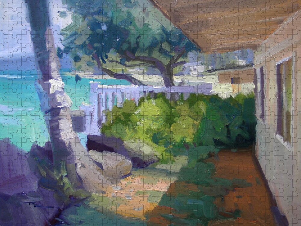 Haleiwa Jigsaw Puzzle featuring the painting Beach House by Richard Robinson
