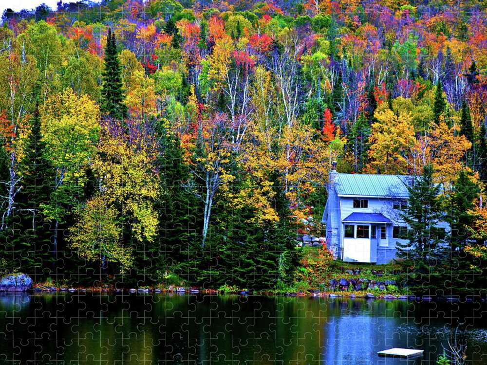 Lake Jigsaw Puzzle featuring the photograph Blue On Fall by Burney Lieberman