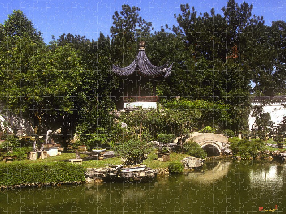 Scenic Jigsaw Puzzle featuring the photograph Bonzai Garden and Gazebo 19L by Gerry Gantt